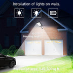 Solar Lights Outdoor Waterproof, 6500K Dusk to Dawn Solar Street Light Motion Sensor with Remote, LED Security Flood Light for Outside Garden Yard