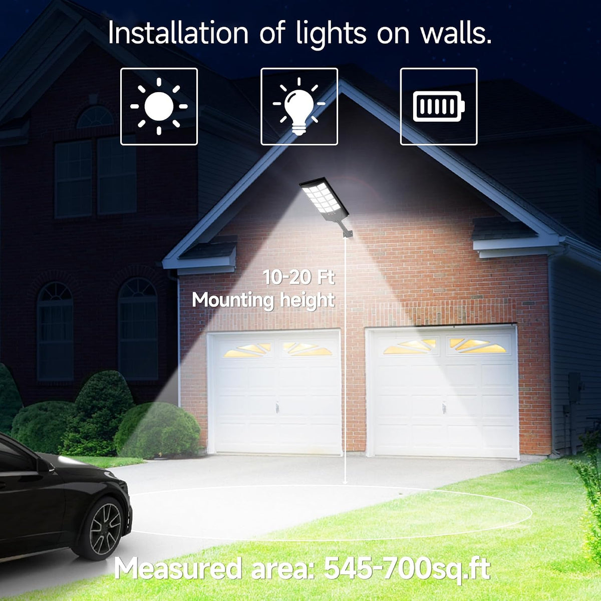 Solar Lights Outdoor Waterproof, 6500K Dusk to Dawn Solar Street Light Motion Sensor with Remote, LED Security Flood Light for Outside Garden Yard