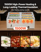 VEVOR 6-Pan Commercial Food Warmer 1500W Electric Steam Table 48QT 6x1/3Pan