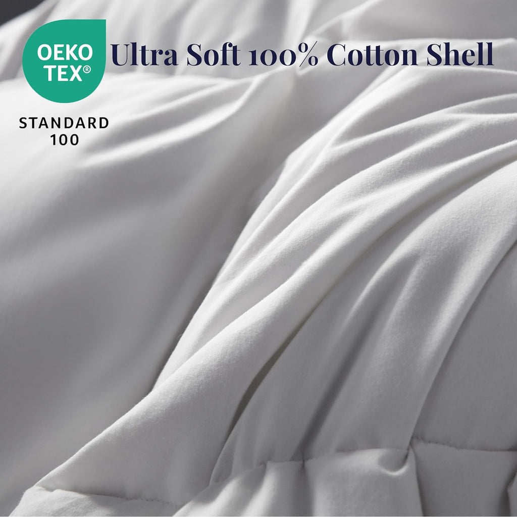 King Size Down Duvet Insert - All Season Cool Touch for Hot Sleepers, Premium 100% Cotton Shell Hotel Quality, White 106 x 90 Inch