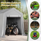 Aoxun 6x8x7 FT Outdoor Portable Storage Shed Tent for Motorcycle,Gray