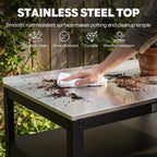 Feasto Metal Outdoor Potting Bench with Storage Cabinet for Garden Work