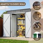 Bealife 6' x 4' Outdoor Storage Shed,Metal Shed Lockable Door - Dark Gray