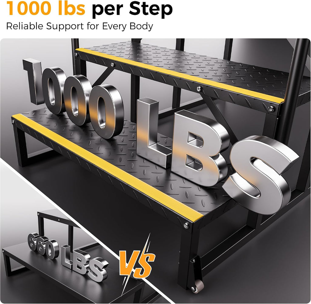 CAMMOO 4-Step Hot Tub Step RV Steps with Wheels, Per Step 1000LBS Capacity