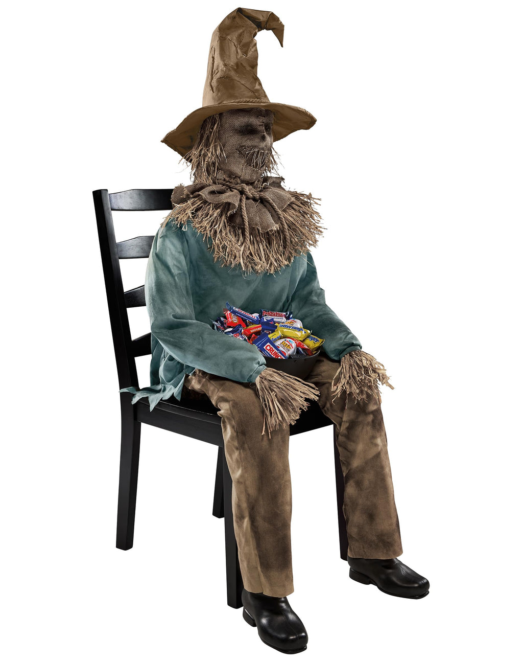 Spirit Halloween 4 Ft 6 In Scary Sitting Scarecrow Animatronic, Multicolor