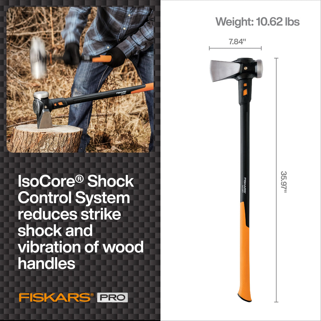 Fiskars Pro IsoCore 8 lb Splitting Maul, 36" Wood Splitter Axe