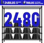 REIBII 4-Tier Heavy Duty Shelving with Wheels, 2480LBS Storage Shelf Rack