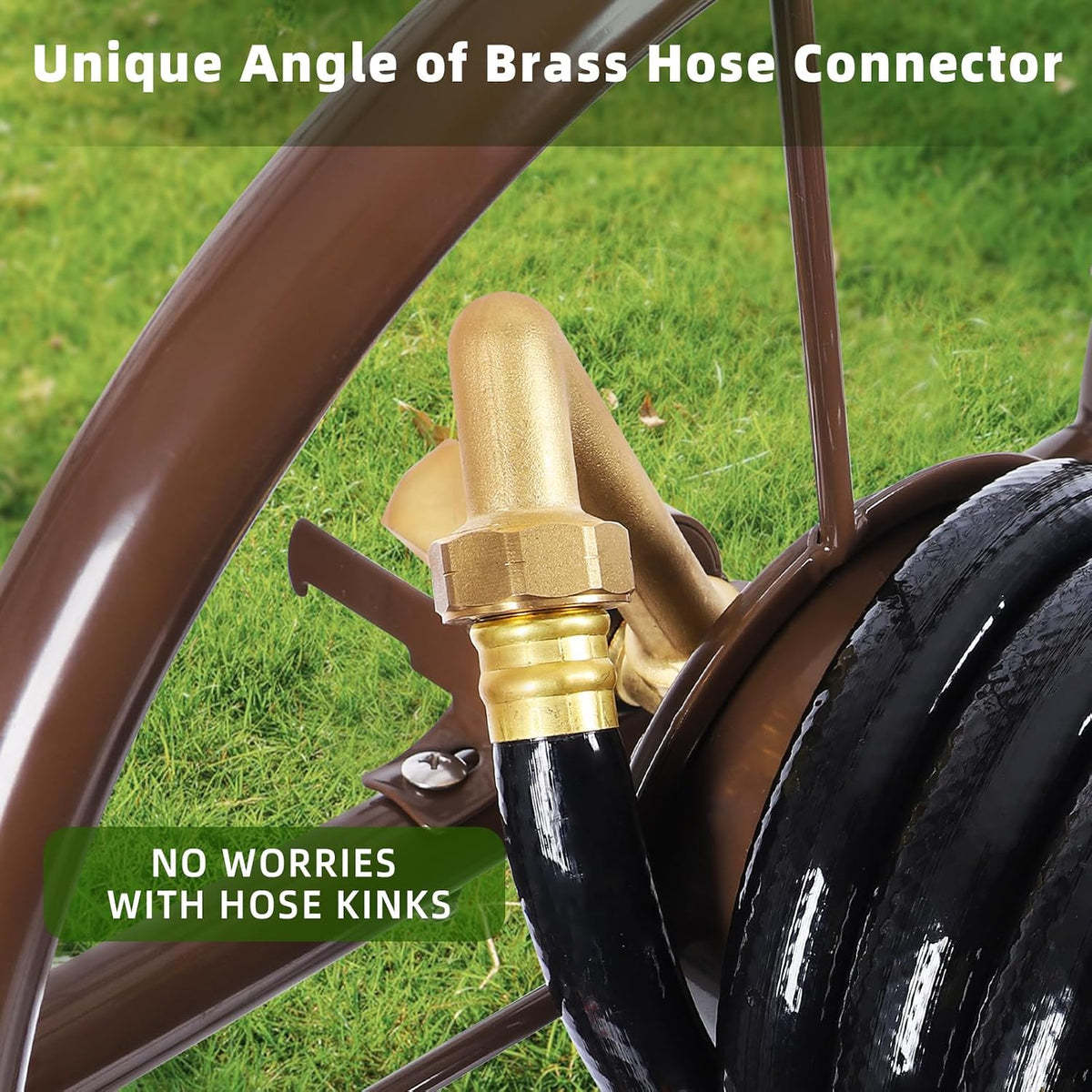 WERMAH Upgrade Hose Reel Cart, Garden Hose Cart 4 Wheels, Holds 300ft 5/8"