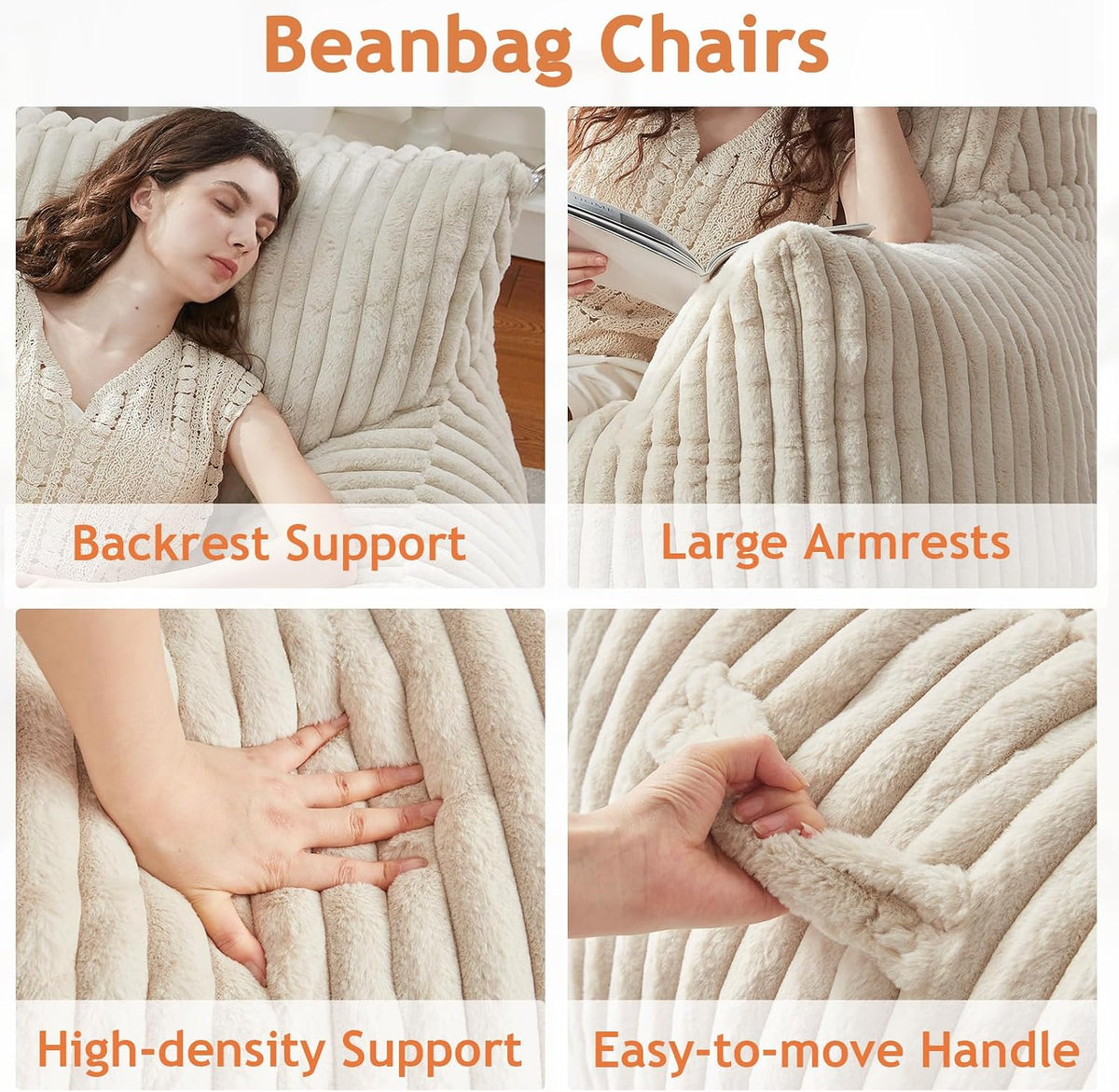 Giant Bean Bag Chair for Adults Teens with Armrest Large BeanBag Couch Sofa