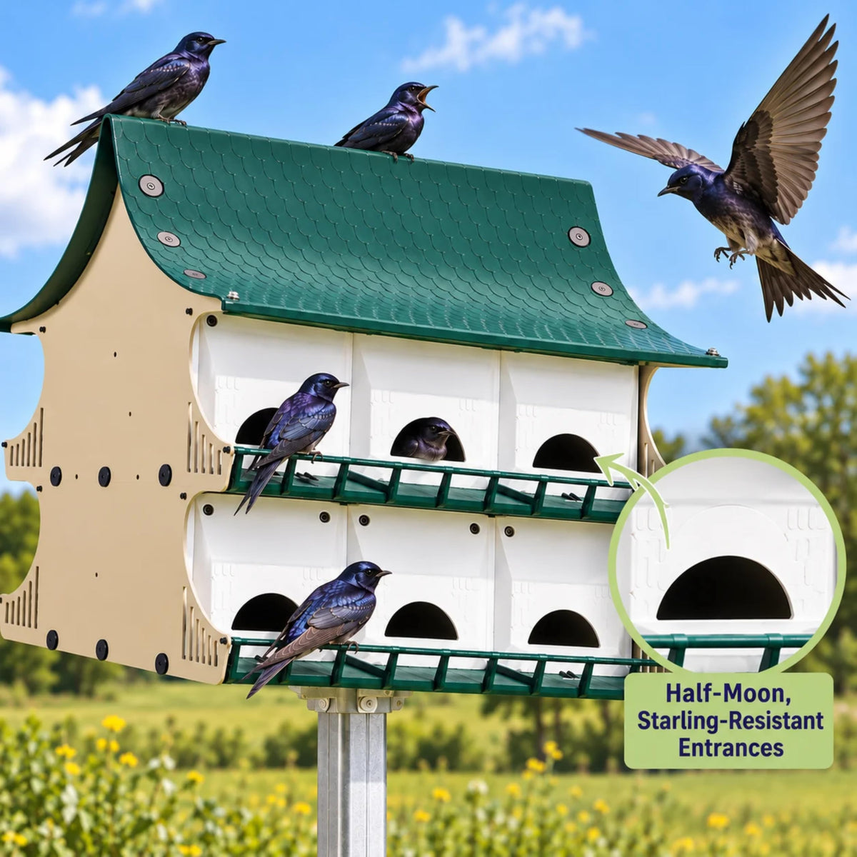 S&K Purple Martin House, 12-Room Birdhouse for Backyard Birding