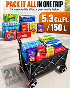 Hikenture Wagons Carts Foldable, 450 LBS Capacity Collapsible Beach Wagon