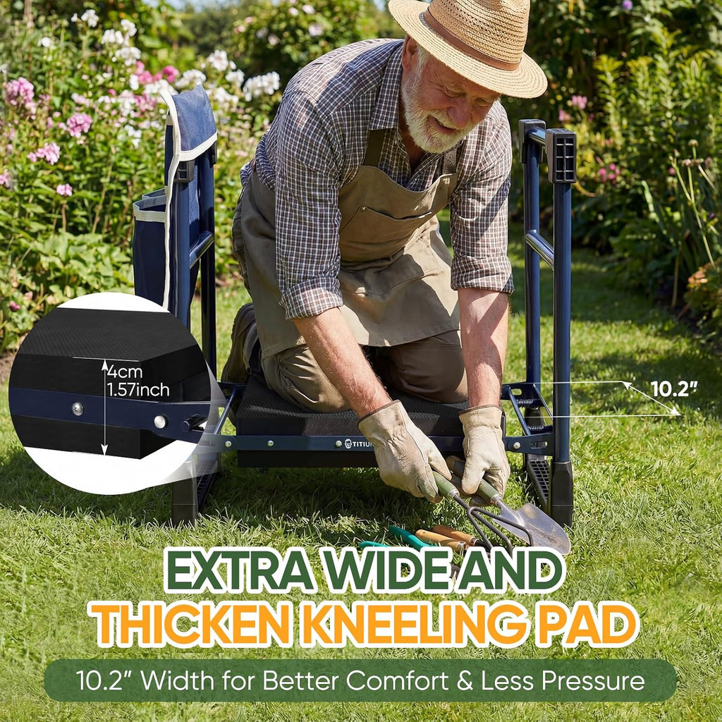 Garden Kneeler and Seat, Heavy Duty Foldable w/Soft Kneeling Pad