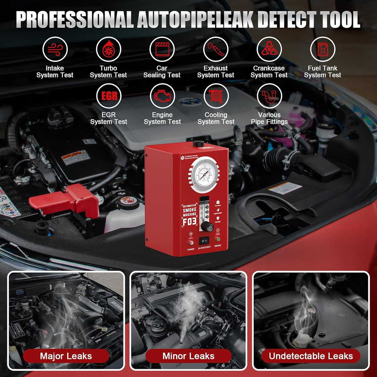 F03 Smoke Machine Automotive with Flow Meter & Pressure Gauge