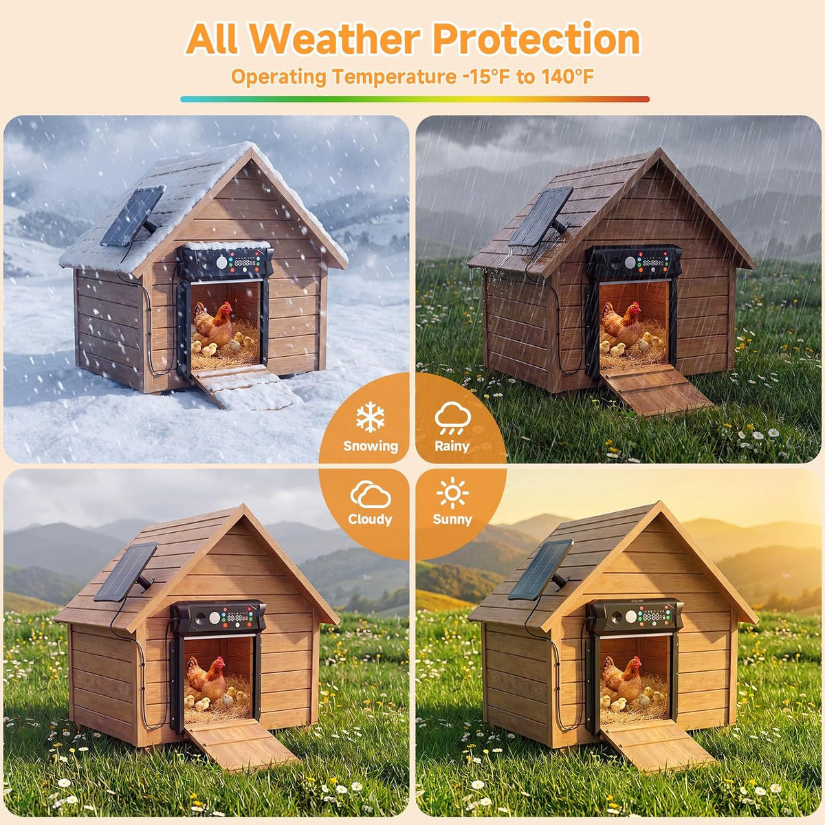 Automatic Chicken Coop Door Solar Powered, Large 9.45”X10.24” Opening