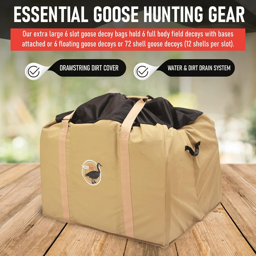 6 Slot Goose Decoy Bag for Large Full Body, Floating and Shell Models, Slotted Hunting Carry and Storage Case