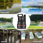 Sump Pump Submersible Utility Water Pump Thermoplastic Portable Electric Water Removal Transfer Pump with 16.4FT Cord for Swimming Pool Basement