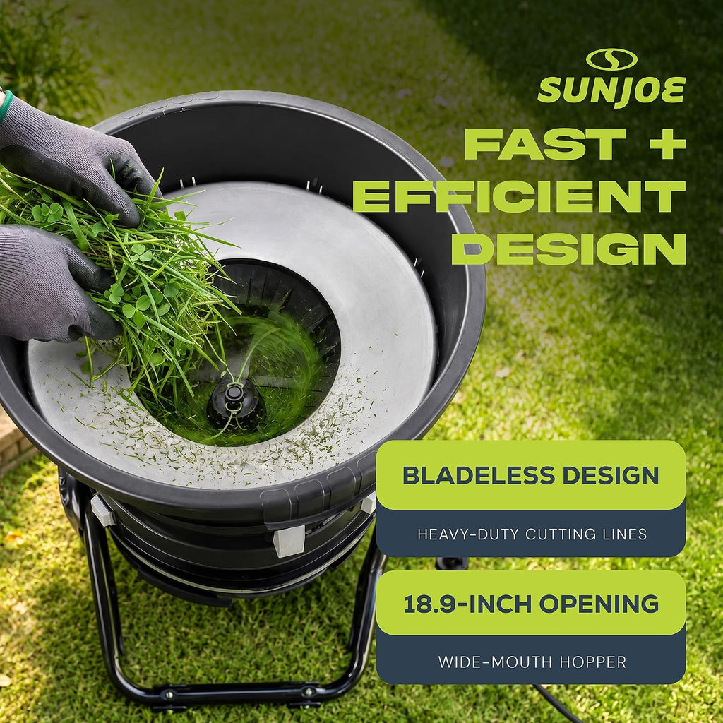 Sun Joe SDJ617E Bladeless Electric Leaf Mulcher + Shredder, 15 Amp, 8,000 RPM, Mulches Up to 55 Gallons of Leaves Per Minute