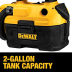 DEWALT 20V MAX Cordless Shop Vac, Wet Dry Vacuum Cleaner, Portable 2 Gallon Wet Dry Vac, Strong Suction Shop Vacuum with Hepa Filter, Tool Only