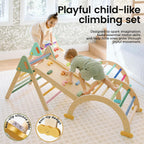 Tiny Land Pikler Triangle Set,7-in-1 Foldable Montessori Climbing Toys
