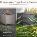 Air Conditioner Fence 3 Panels, 42" H x 9.5 FT W Metal Outdoor Privacy Screen, No Digging HVAC Fence with Louvered Panels, Privacy Fence for AC Unit