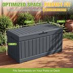 Greesum 82 Gallon Resin Deck Box, All Weather Outdoor Storage, Dark Gray