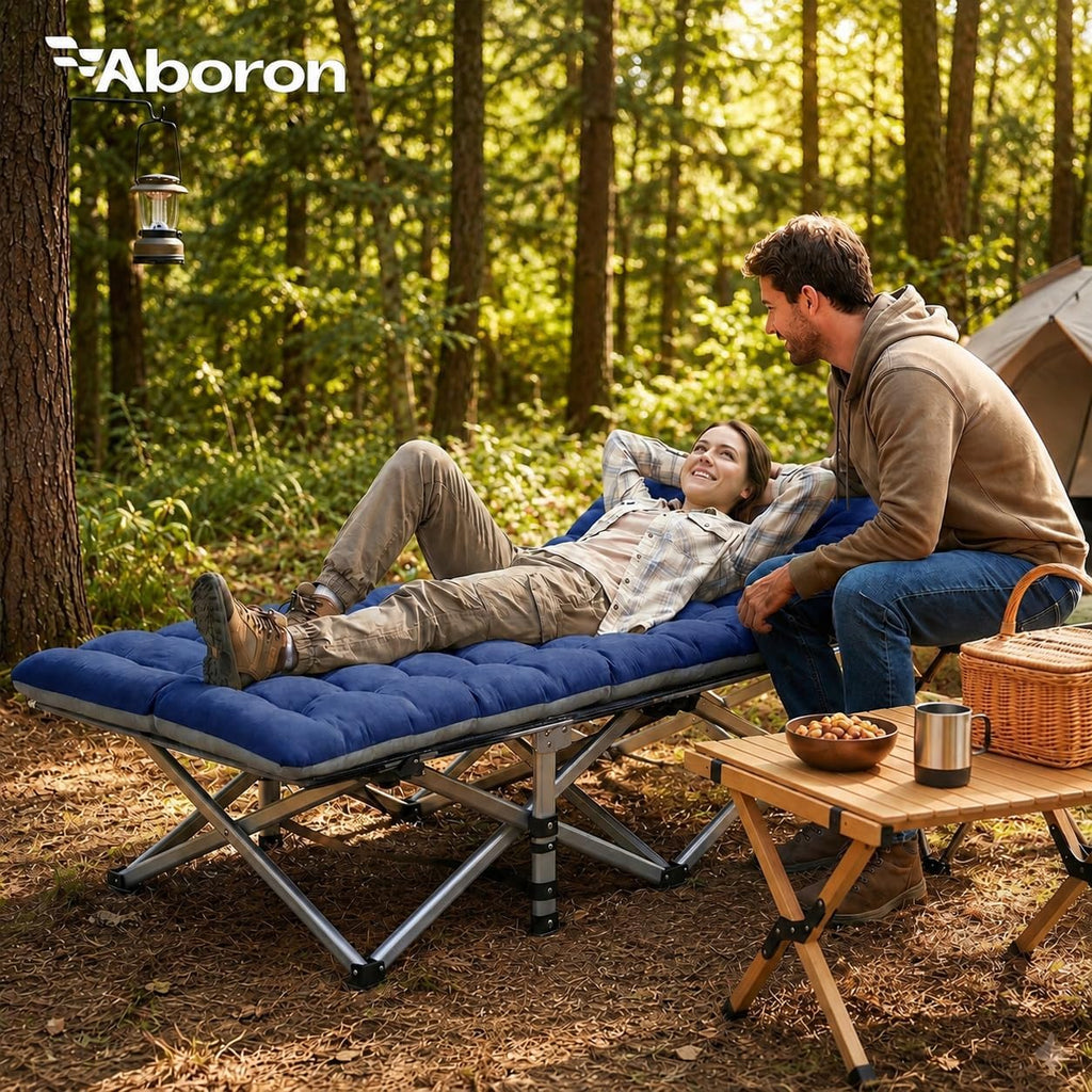 ABORON Camping Cot for Adults, 28 in Wide Folding Bed with Mattress