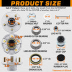 5 on 4.5'' Trailer Hub Kit Pre-Greased for 3500lb #84 Tapered Axle