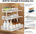 Under Sink Organizer, 3 Tier Pull Out Cabinet Organizer with 5 Adjustable Heights, Metal Under Sink Storage with Sliding Drawers for Kitchen