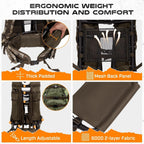 TR Aluminum External Frame Backpack, Adjustable Hunting Hiking Pack, Camo