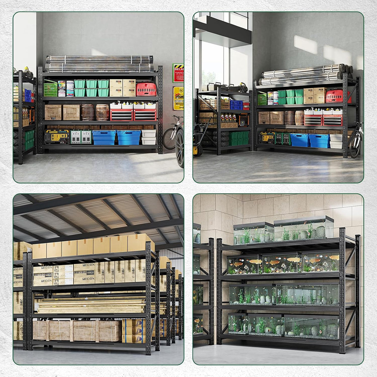 71.3" W Metal Storage Shelves,5000LBS Heavy Duty Garage Shelving Units, 4 Tier Adjustable Utility Rack Shelf,Large Industrial Shelves,for Shop
