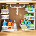 Under Sink Organizer, 3 Tier Pull Out Cabinet Organizer with 5 Adjustable Heights, Metal Under Sink Storage with Sliding Drawers for Kitchen