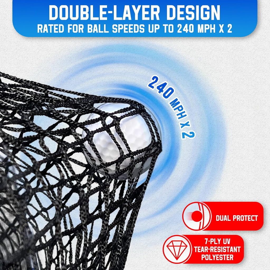 Golf Net with Extra Striking Net, Heavy Duty Golf Practice Hitting Net Huge
