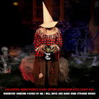 Halloween Animatronics Decorations Scary Sitting Scarecrow with Candy Bag, 55'' Animated Jumpscare Halloween Props with Sound & Motion Activated