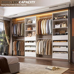 Aheaplus Closet System, 4-9Ft Closet Organizer with 4 Wooden Drawers, White
