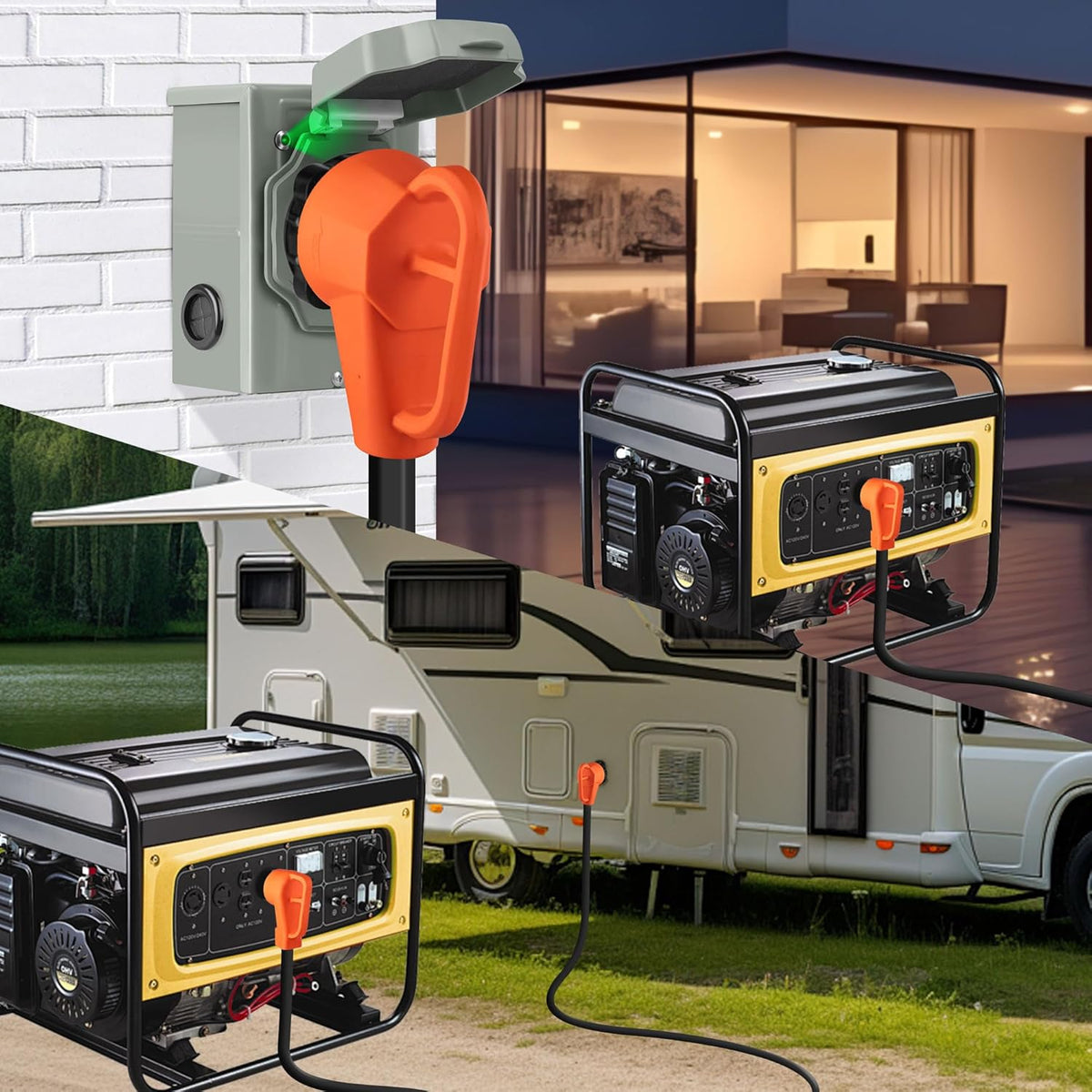 15FT 50 Amp Generator Cord Kit with Inlet Box