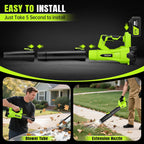 Leaf Blower Cordless 650CFM with 2x4.0Ah Battery & Fast Charger, Lime Green