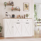 HOSTACK 12.5 Gallon Trash Can Cabinet, 47"W Dual Garbage Can Cabinet, White