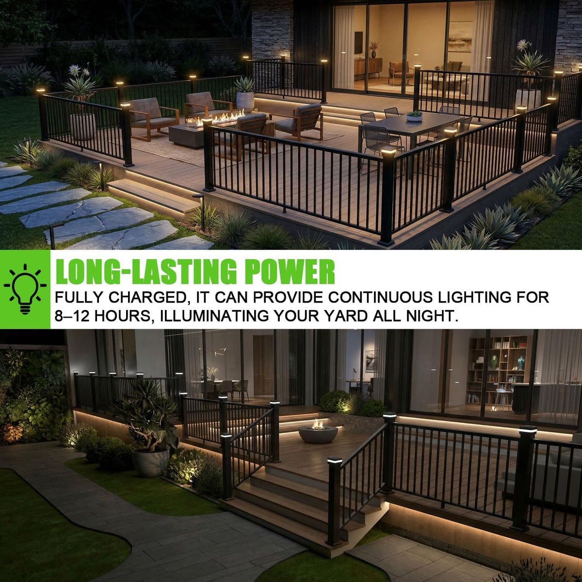 Modern Solar Post Cap Lights - 12 Pack, 2 Modes LED(3000K/6000K) Deck Fence Cap Light for 2x2, 2.5x2.5, 3x3 Posts, IP65 Waterproof, Decoration for