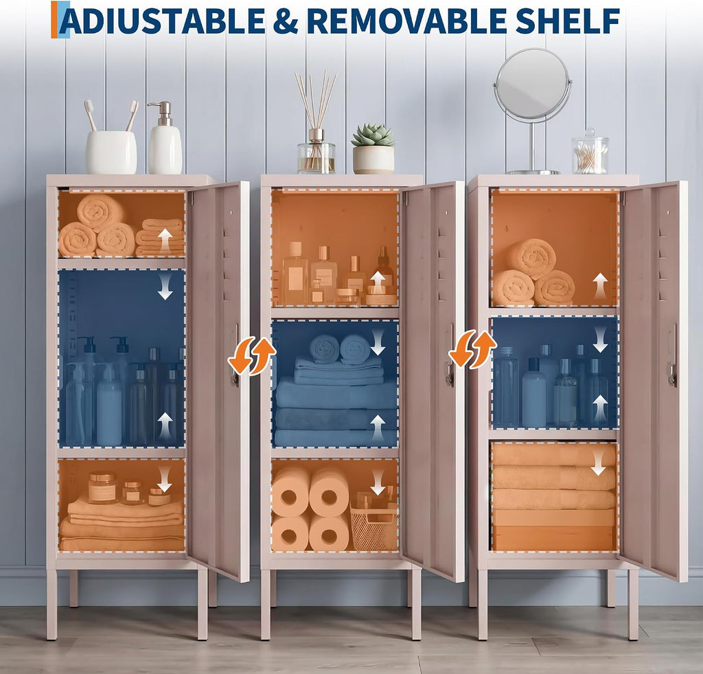 Garvee Lockable Metal Locker Cabinet, 39''h Metal Storage Cabinet with Lock