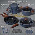 CAROTE 30pcs Titanium Cookware Set, Pots and Pans Set Detachable Handle