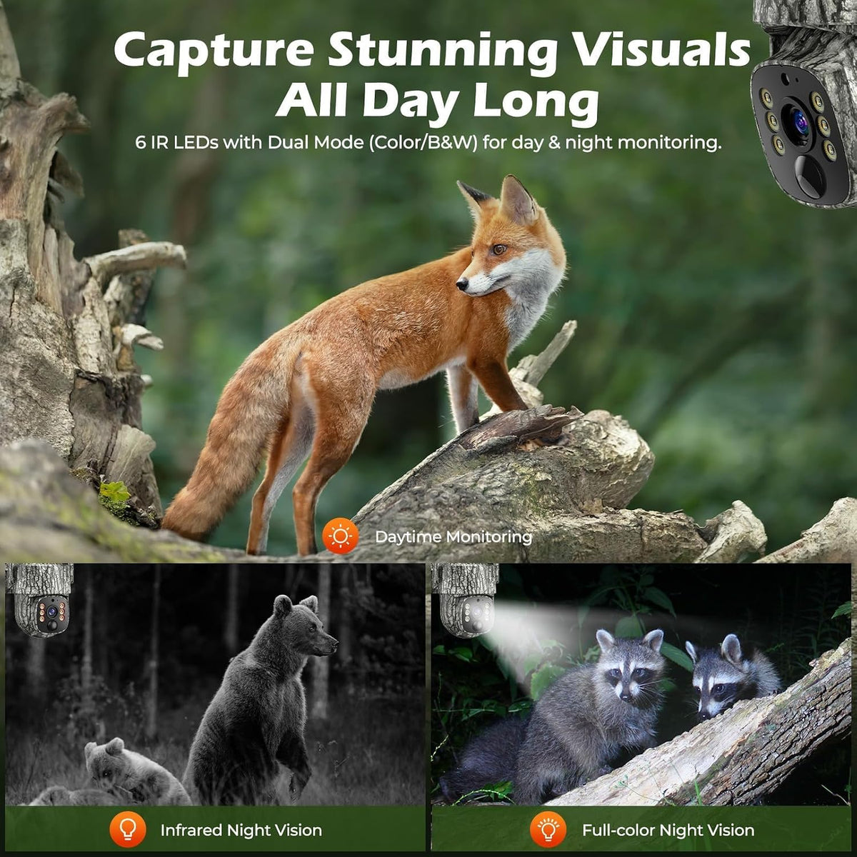 4G LTE Cellular Trail Camera, 2.5K 360° Live Feed with SIM Card Included