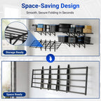 FLEXIMOUNTS Fold-Down 2-Pack 2x6ft Garage Wall Shelving, 1800lbs Load,Black