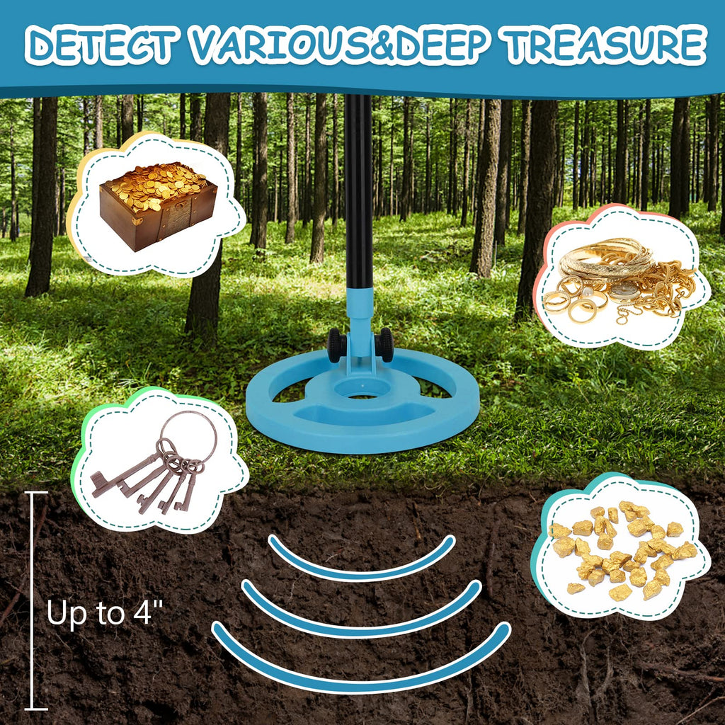 Kids Metal Detector, Adjustable 27.5"-37.8" with LCD Display (Azure)