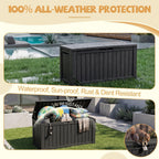 Outdoor Storage Box, 165 Gal Gen 2 Resin Deck Box w/ Gas Struts & Wheels