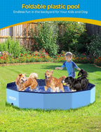 VISTOP Extra Large Foldable Dog Pool XXL, Hard Plastic Shell Portable Swimming Pool for Dogs Cats and Kids Pet Puppy Bathing Tub Collapsible Kiddie
