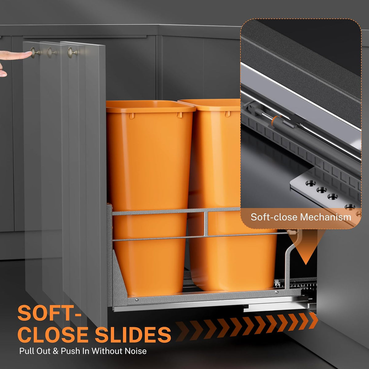 YJHome Double Pull Out Trash Can Cabinet with Soft-Close Slides