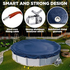 24 ft Round Winter Pool Cover for Above Ground Pools, Navy Blue, Resistant