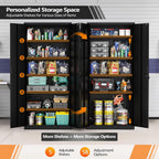 VINGLI Metal Garage Storage Cabinet with 2 Doors and 5 Adjustable Shelves, 71" Tall Steel Lockable File Cabinet, Locking Tool Cabinets for Home