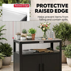 Feasto Metal Outdoor Potting Bench with Storage Cabinet for Garden Work