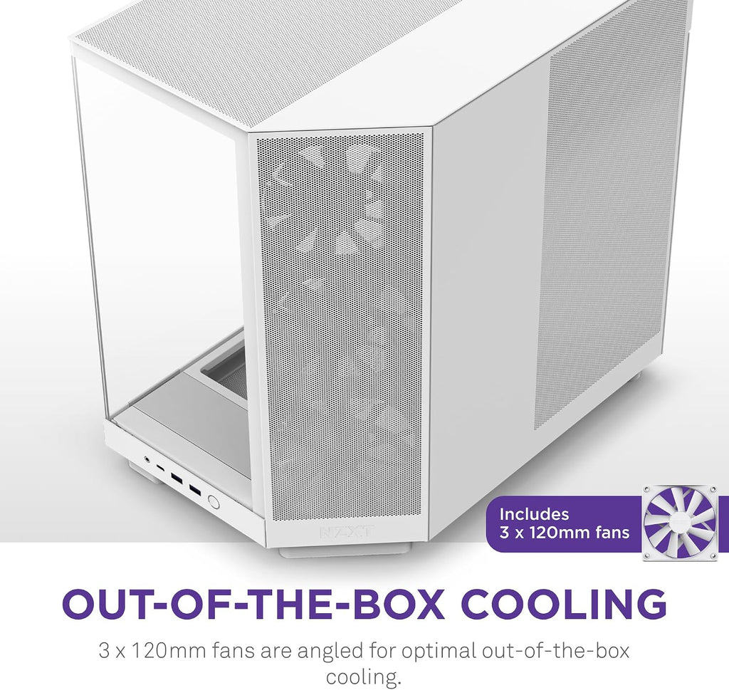 NZXT H6 Flow - Compact Dual-Chamber ATX PC Case - White